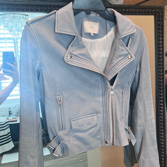 IRO PALE BLUE LEATHER JACKET - Picture 3 of 5